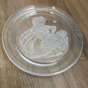 Vintage 1984 Morgantown Crystal Plate Laurel Frosted Etched Goddess Design